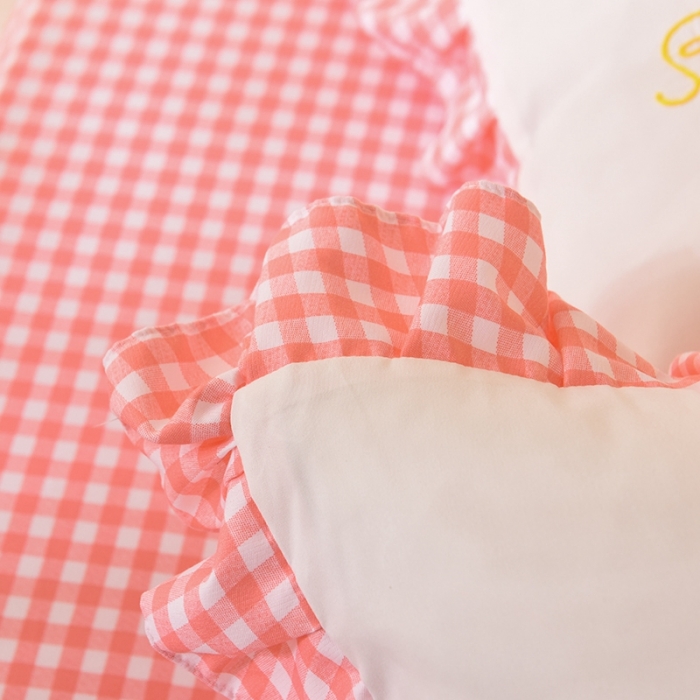 91家纺网 家纺一手货源 找家纺 欧冠家纺 2020新款毛巾绣色织四件套 彩虹-粉白