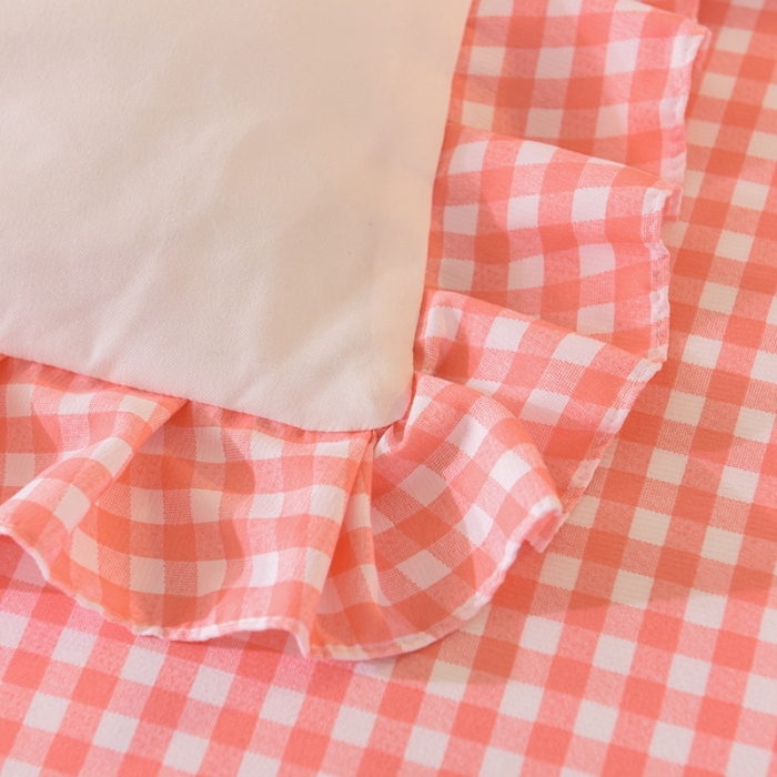 91家纺网 家纺一手货源 找家纺 欧冠家纺 2020新款毛巾绣色织四件套 彩虹-粉白