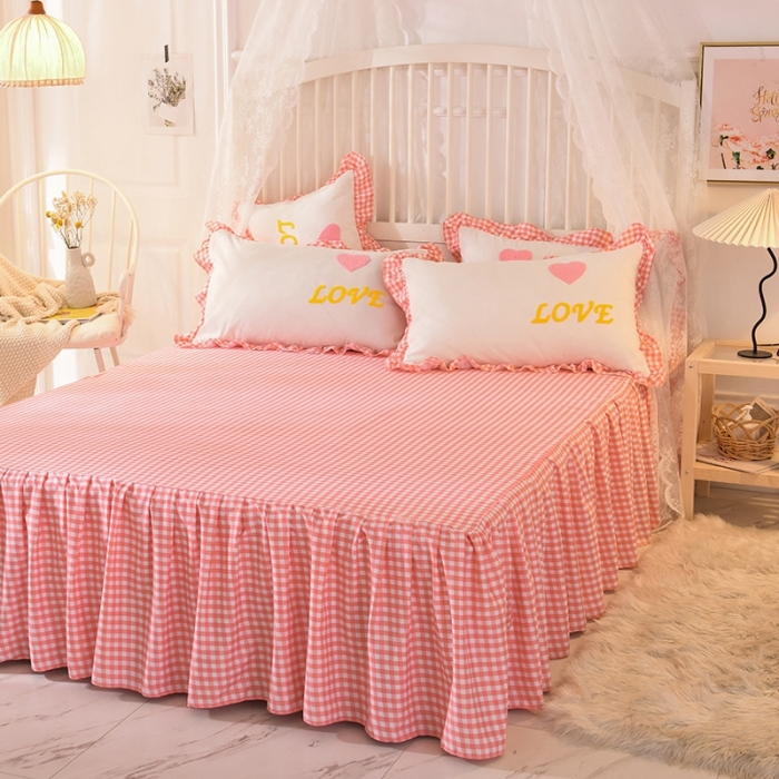 91家纺网 家纺一手货源 找家纺 欧冠家纺 2020新款毛巾绣色织四件套 倾心-粉白