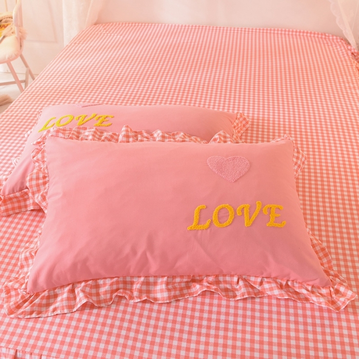 91家纺网 家纺一手货源 找家纺 欧冠家纺 2020新款毛巾绣色织四件套 倾心-粉色