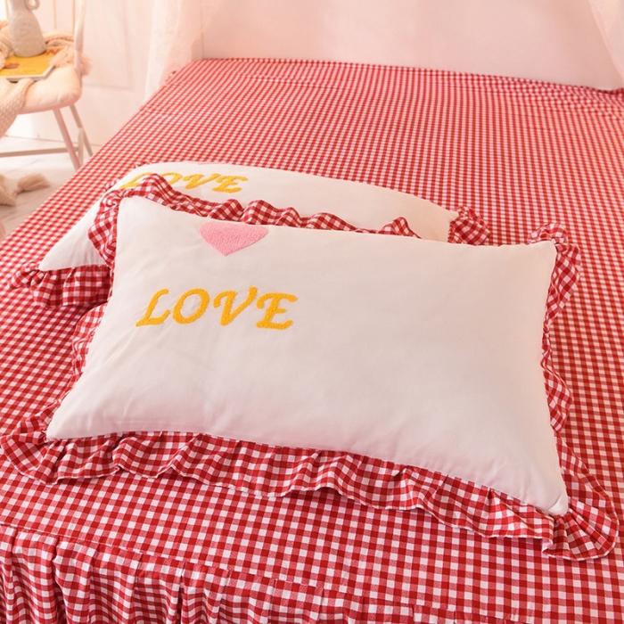 91家纺网 家纺一手货源 找家纺 欧冠家纺 2020新款毛巾绣色织四件套 倾心-富贵红