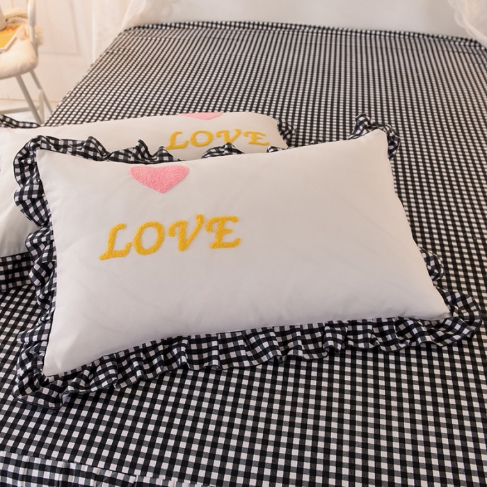 91家纺网 家纺一手货源 找家纺 欧冠家纺 2020新款毛巾绣色织四件套 倾心-黑白