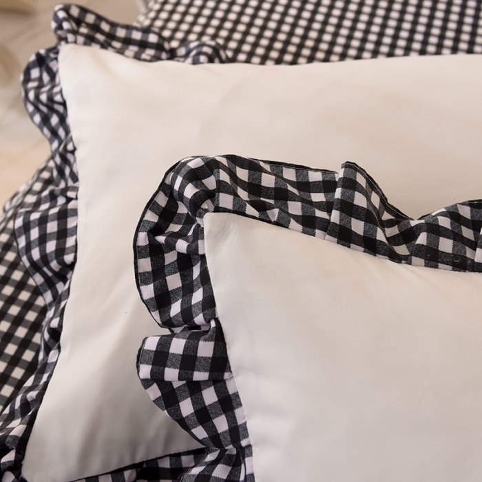 91家纺网 家纺一手货源 找家纺 欧冠家纺 2020新款毛巾绣色织四件套 倾心-黑白