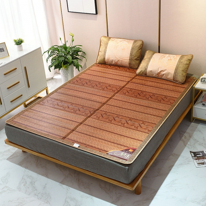 91家纺网 家纺一手货源 找家纺 2024新款双面印花竹席冰丝席竹凉席学生宿舍席子凉席