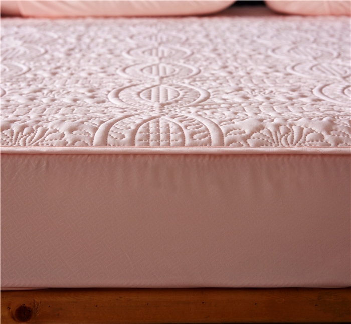 91家纺网 家纺一手货源 找家纺 豪选家纺 2026新款欧式防水夹棉床笠 粉色