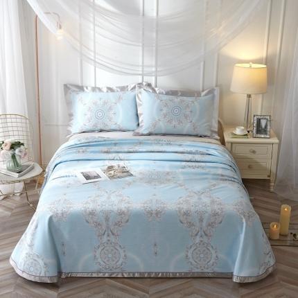 91家纺网 家纺一手货源 找家纺 威克凯丽 2021新款印花款纯竹纤维软凉席三件套 罗密花径兰