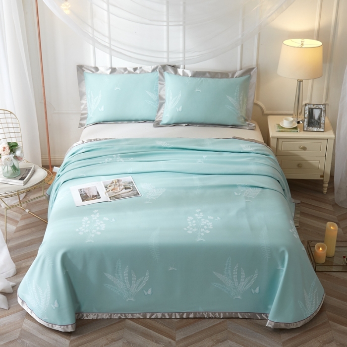 91家纺网 家纺一手货源 找家纺 威克凯丽 2021新款印花款纯竹纤维软凉席三件套 兰馨