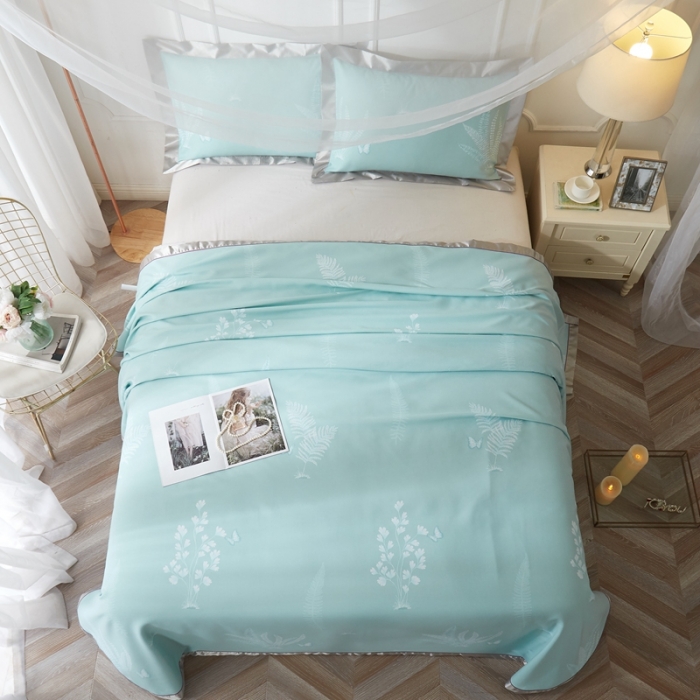 91家纺网 家纺一手货源 找家纺 威克凯丽 2021新款印花款纯竹纤维软凉席三件套 兰馨