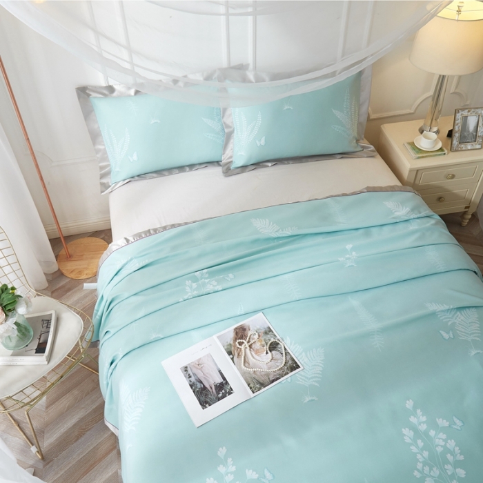 91家纺网 家纺一手货源 找家纺 威克凯丽 2021新款印花款纯竹纤维软凉席三件套 兰馨