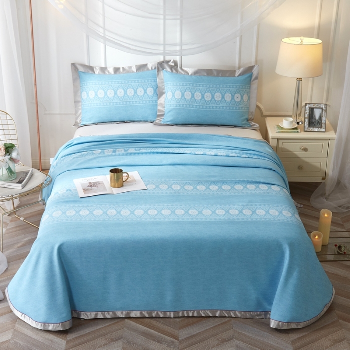 91家纺网 家纺一手货源 找家纺 威克凯丽 2021新款印花款纯竹纤维软凉席三件套 图腾-兰