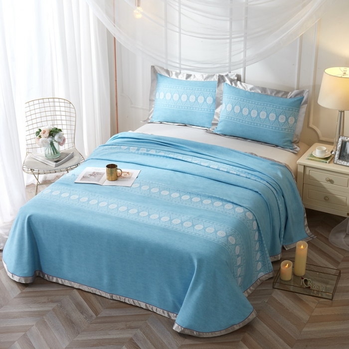 91家纺网 家纺一手货源 找家纺 威克凯丽 2021新款印花款纯竹纤维软凉席三件套 图腾-兰