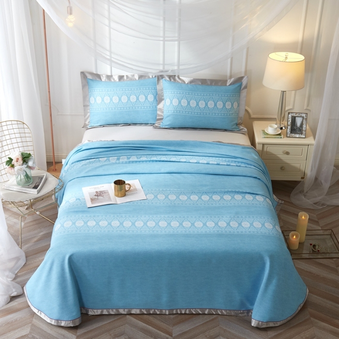 91家纺网 家纺一手货源 找家纺 威克凯丽 2021新款印花款纯竹纤维软凉席三件套 图腾-兰