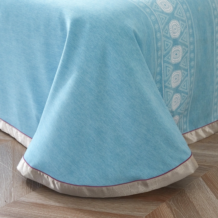 91家纺网 家纺一手货源 找家纺 威克凯丽 2021新款印花款纯竹纤维软凉席三件套 图腾-兰