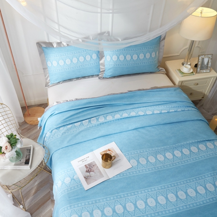 91家纺网 家纺一手货源 找家纺 威克凯丽 2021新款印花款纯竹纤维软凉席三件套 图腾-兰