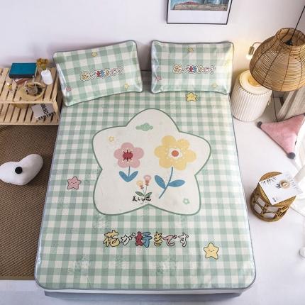 91家纺网 家纺一手货源 找家纺 总-同田家纺2023款数码大版印花卡通二次元冰丝三明治凉席