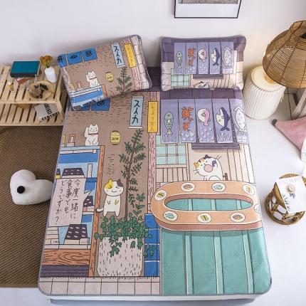 91家纺网 家纺一手货源 找家纺 总-同田家纺2023款数码大版印花卡通二次元冰丝三明治凉席