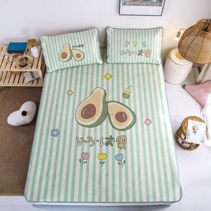 91家纺网 家纺一手货源 找家纺 同田家纺2023款数码大版印花卡通二次元冰丝三明治凉席 牛油果