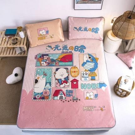 91家纺网 家纺一手货源 找家纺 总-同田家纺2023款数码大版印花卡通二次元冰丝三明治凉席