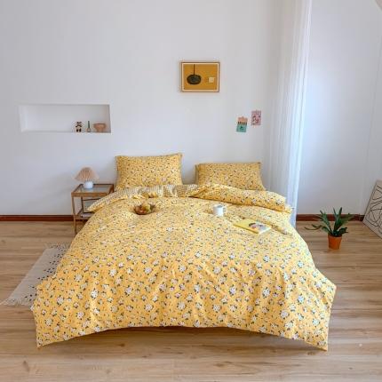 91家纺网 家纺一手货源 找家纺 星期八 2020新款13070全棉四件套亲子系列 黄色小花