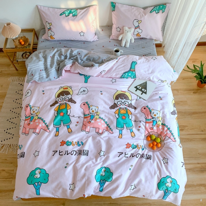 91家纺网 家纺一手货源 找家纺 星期八 2020新款13070全棉四件套亲子系列 元气少女