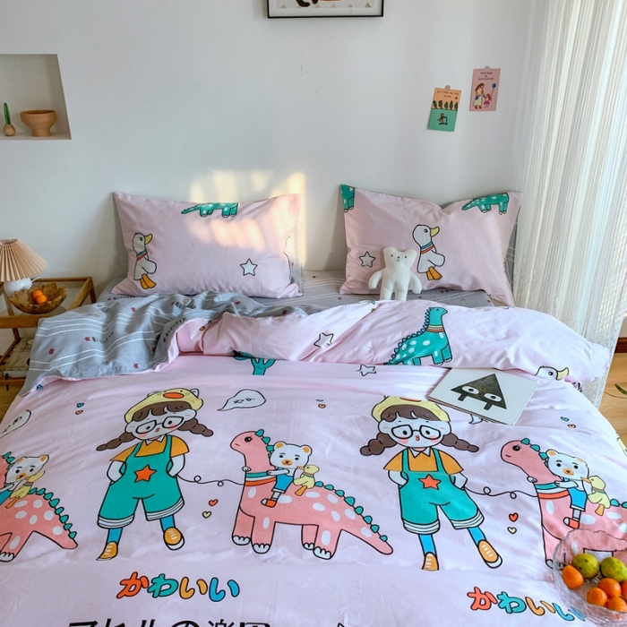 91家纺网 家纺一手货源 找家纺 星期八 2020新款13070全棉四件套亲子系列 元气少女