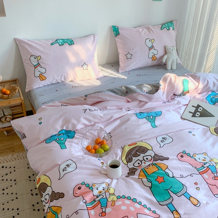 91家纺网 家纺一手货源 找家纺 星期八 2020新款13070全棉四件套亲子系列 元气少女