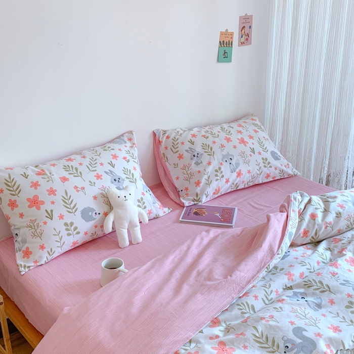 91家纺网 家纺一手货源 找家纺 星期八 2020新款13070全棉四件套亲子系列 小刺猬