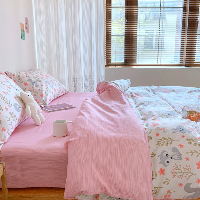 91家纺网 家纺一手货源 找家纺 星期八 2020新款13070全棉四件套亲子系列 小刺猬