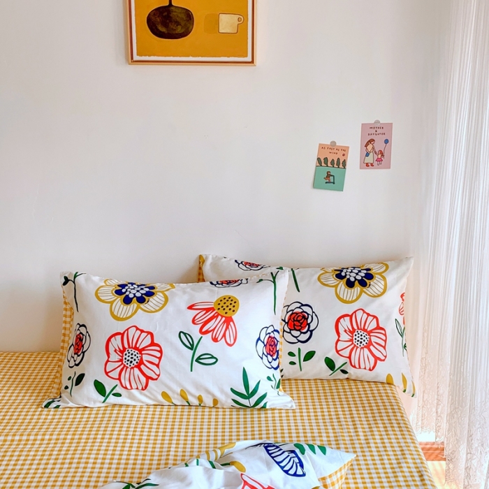 91家纺网 家纺一手货源 找家纺 星期八 2020新款13070全棉四件套亲子系列 向日葵