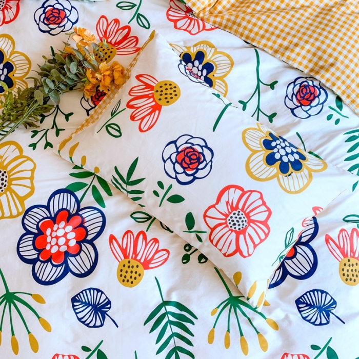 91家纺网 家纺一手货源 找家纺 星期八 2020新款13070全棉四件套亲子系列 向日葵