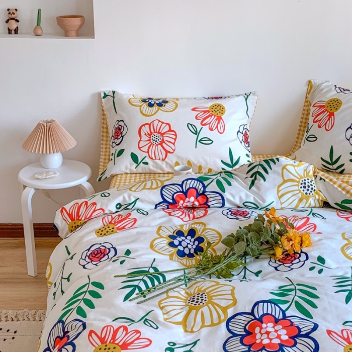 91家纺网 家纺一手货源 找家纺 星期八 2020新款13070全棉四件套亲子系列 向日葵