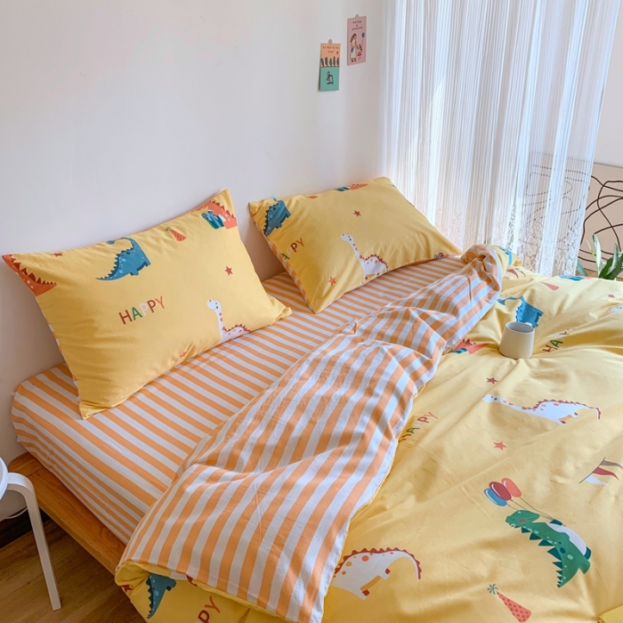 91家纺网 家纺一手货源 找家纺 星期八 2020新款13070全棉四件套亲子系列 恐龙乐园