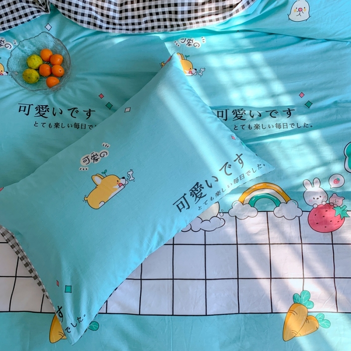 91家纺网 家纺一手货源 找家纺 星期八 2020新款13070全棉四件套亲子系列 可爱小鸭