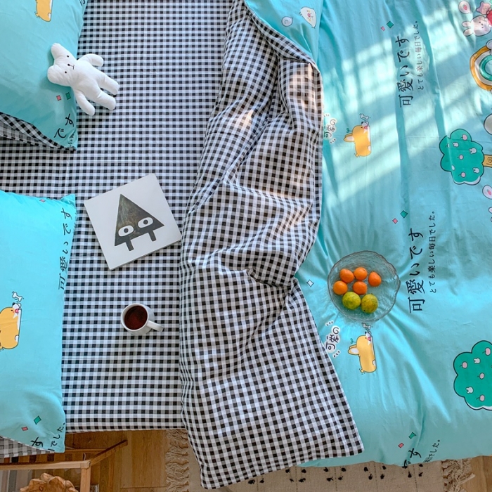 91家纺网 家纺一手货源 找家纺 星期八 2020新款13070全棉四件套亲子系列 可爱小鸭