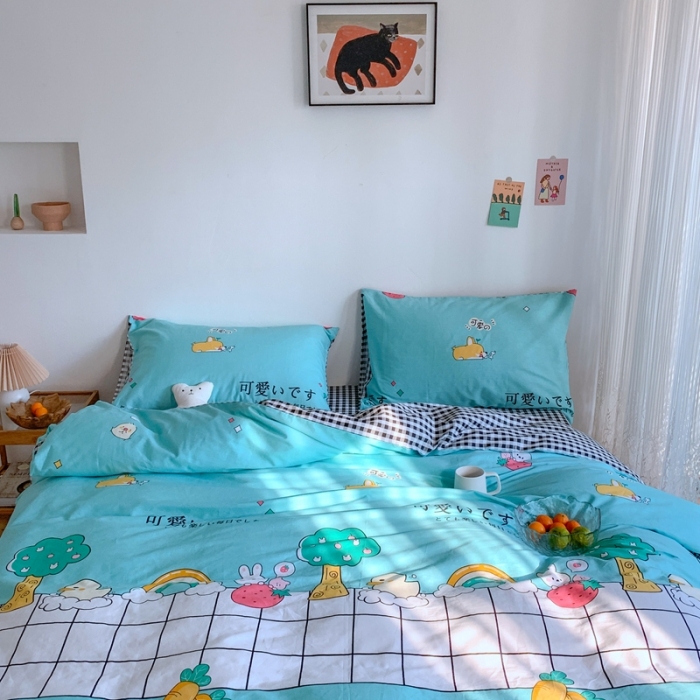 91家纺网 家纺一手货源 找家纺 星期八 2020新款13070全棉四件套亲子系列 可爱小鸭