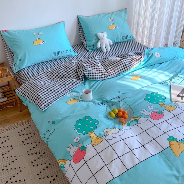 91家纺网 家纺一手货源 找家纺 星期八 2020新款13070全棉四件套亲子系列 可爱小鸭