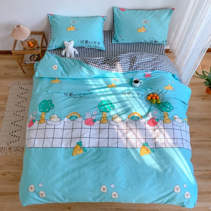 91家纺网 家纺一手货源 找家纺 星期八 2020新款13070全棉四件套亲子系列 可爱小鸭