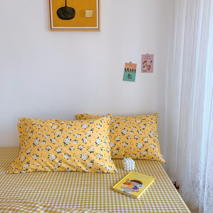 91家纺网 家纺一手货源 找家纺 星期八 2020新款13070全棉四件套亲子系列 黄色小花