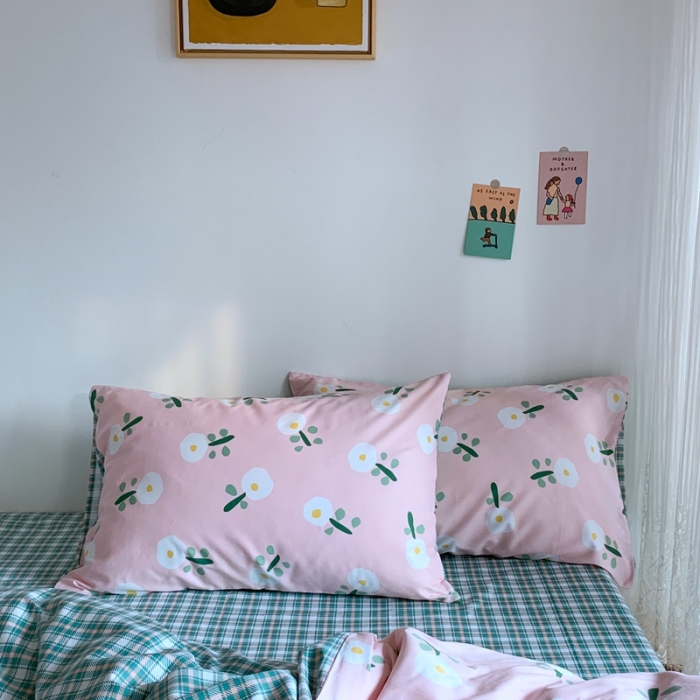 91家纺网 家纺一手货源 找家纺 星期八 2020新款13070全棉四件套亲子系列 粉色小花