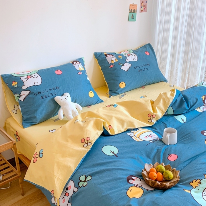 91家纺网 家纺一手货源 找家纺 星期八 2020新款13070全棉四件套亲子系列 动物乐园