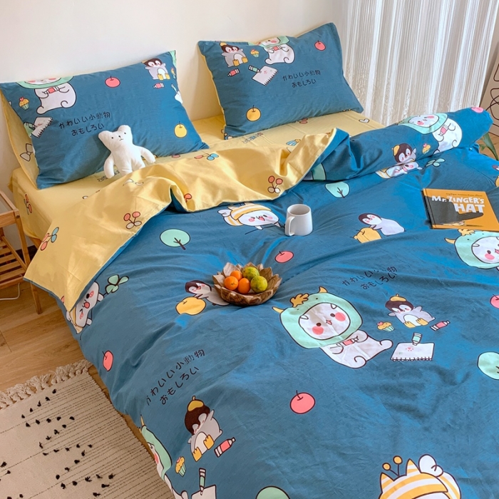 91家纺网 家纺一手货源 找家纺 星期八 2020新款13070全棉四件套亲子系列 动物乐园