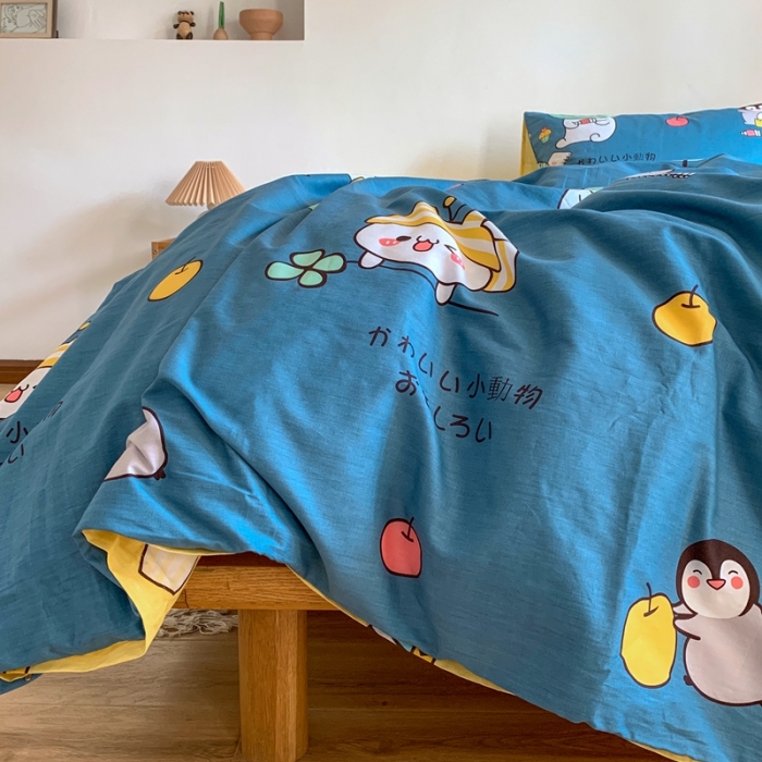 91家纺网 家纺一手货源 找家纺 星期八 2020新款13070全棉四件套亲子系列 动物乐园