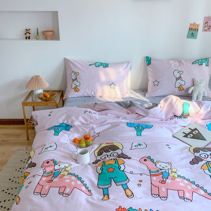 91家纺网 家纺一手货源 找家纺 星期八 2020新款13070全棉四件套亲子系列 元气少女