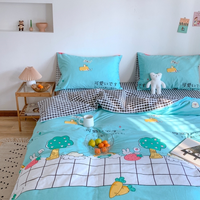 91家纺网 家纺一手货源 找家纺 星期八 2020新款13070全棉四件套亲子系列 可爱小鸭