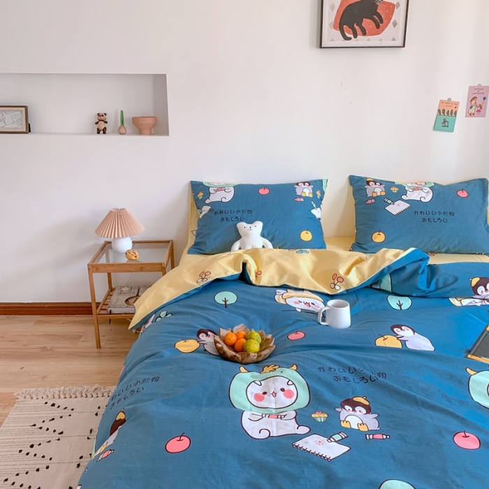 91家纺网 家纺一手货源 找家纺 星期八 2020新款13070全棉四件套亲子系列 动物乐园