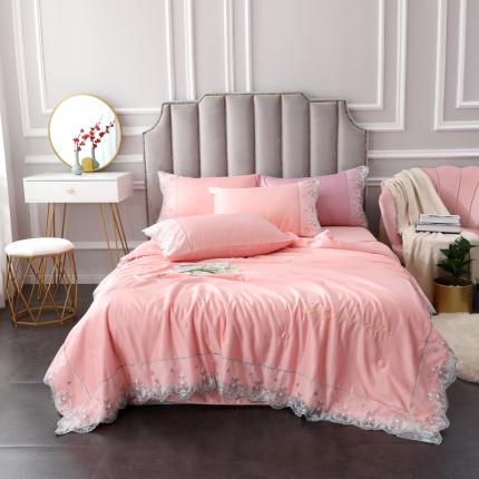 91家纺网 家纺一手货源 找家纺 仟网汇 2020新款蕾丝奢华系列夏被四件套 玉色