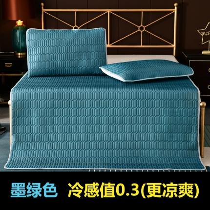 91家纺网 家纺一手货源 找家纺 美真家纺 2020新款凉席三件套 墨绿