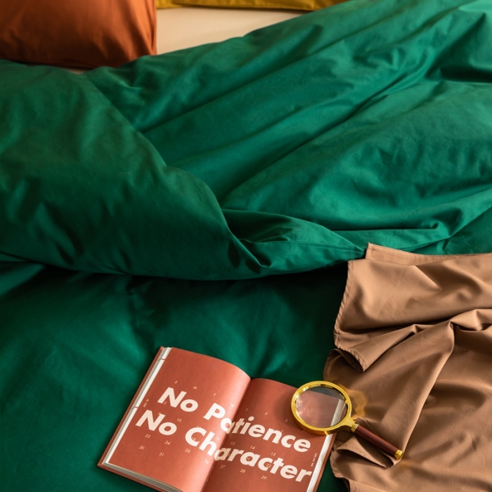 91家纺网 家纺一手货源 找家纺 棉眠 2020新款13374亮色撞色系全棉四件套 绿色