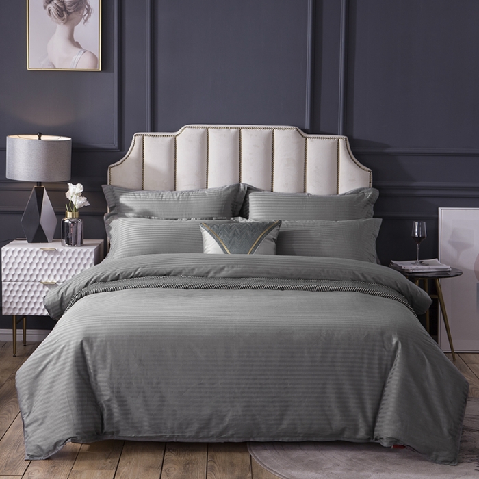 91家纺网 家纺一手货源 找家纺 久典 2020新款学生单位宿舍酒店风全棉四件套 爵士灰