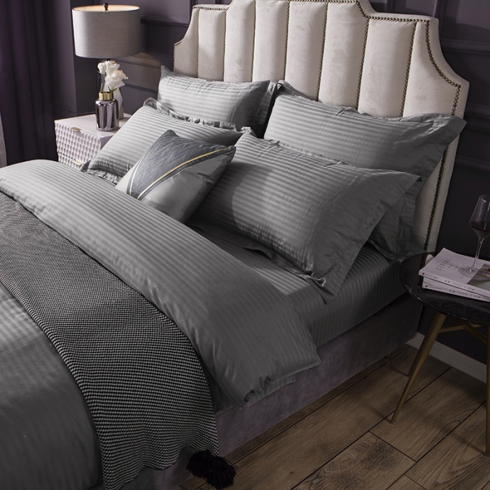 91家纺网 家纺一手货源 找家纺 久典 2020新款学生单位宿舍酒店风全棉四件套 爵士灰
